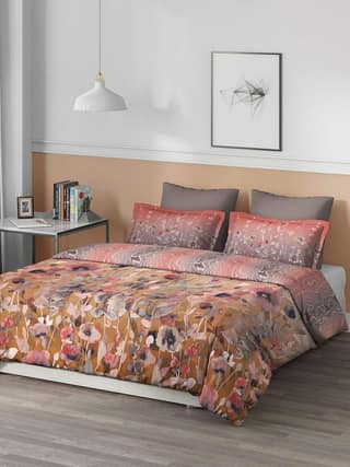 DDECOR - Cherish Collection 100% Cotton Floral Pattern 150TC King Quilt |229 CM X 274 CM| - Brown