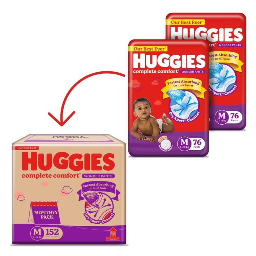 Huggies Wonder Pants Medium Size Diapers Monthly Pack (152 Count)
