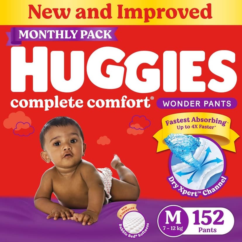Huggies Wonder Pants Medium Size Diapers Monthly Pack (152 Count) view 2
