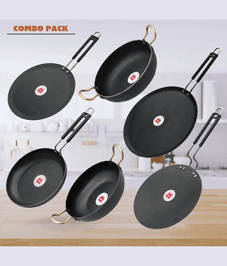 LAZYWINDOW Non Coated Iron Cookware Sets