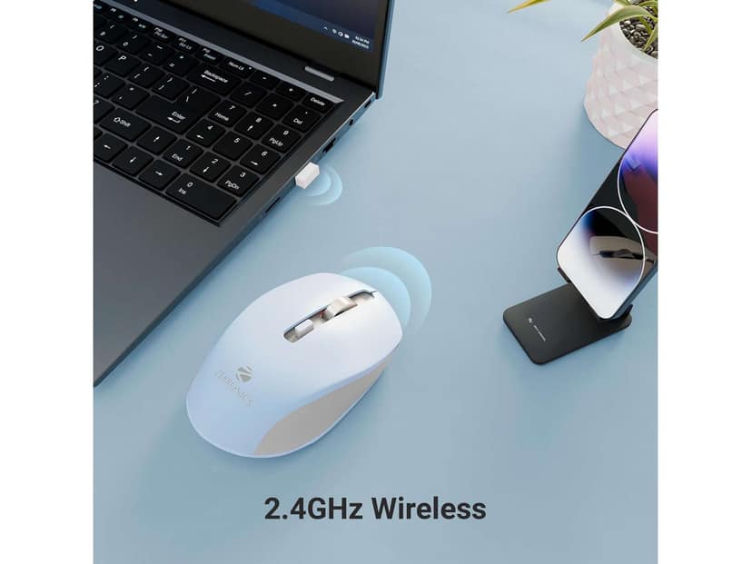 Zebronics Zeb-Jaguar Wireless Mouse - Light Blue+Grey view 2