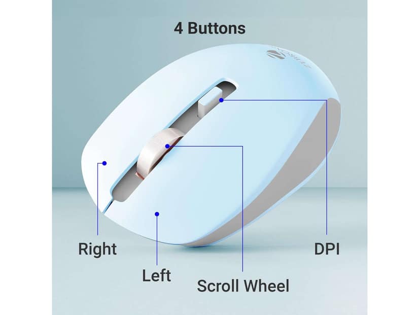 Zebronics Zeb-Jaguar Wireless Mouse - Light Blue+Grey view 4