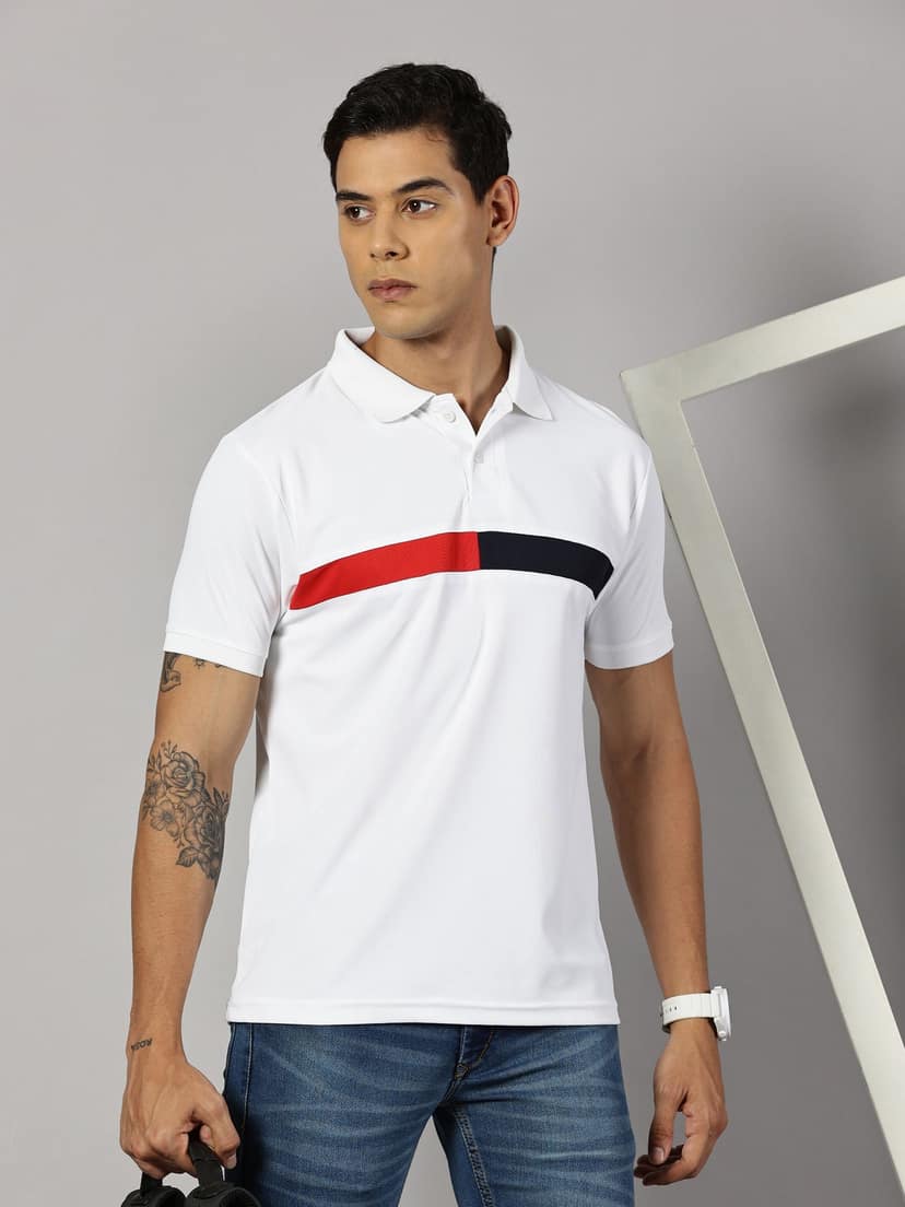 Dry-fit White Striped Polo view 4