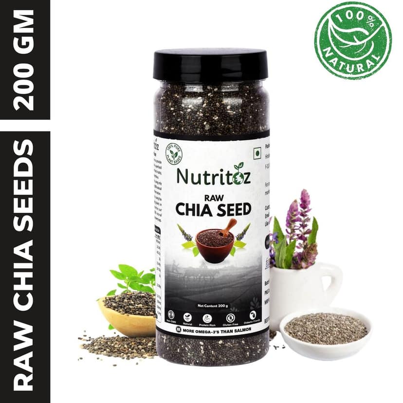 Nutritoz Raw Chia Seeds, Flax Seeds, Sunflower Seeds Combo Loaded with Omega-3, Zinc, Fiber, Calcium, Protein for weight loss (600g, Pack of 3) view 2