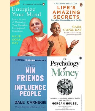 Combo of 4 (Energize your mind + Life's Amazing + Psychology of Money+ How to win friends) English, Paperback