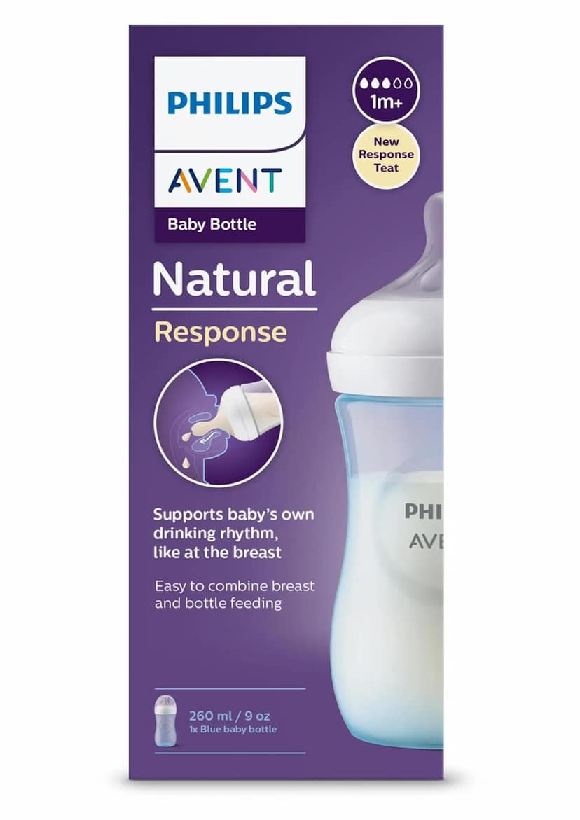 Philips Avent Blue Natural Baby Feeding Bottle | 1m+| 260ml| Pack of 1 | SCY903/21