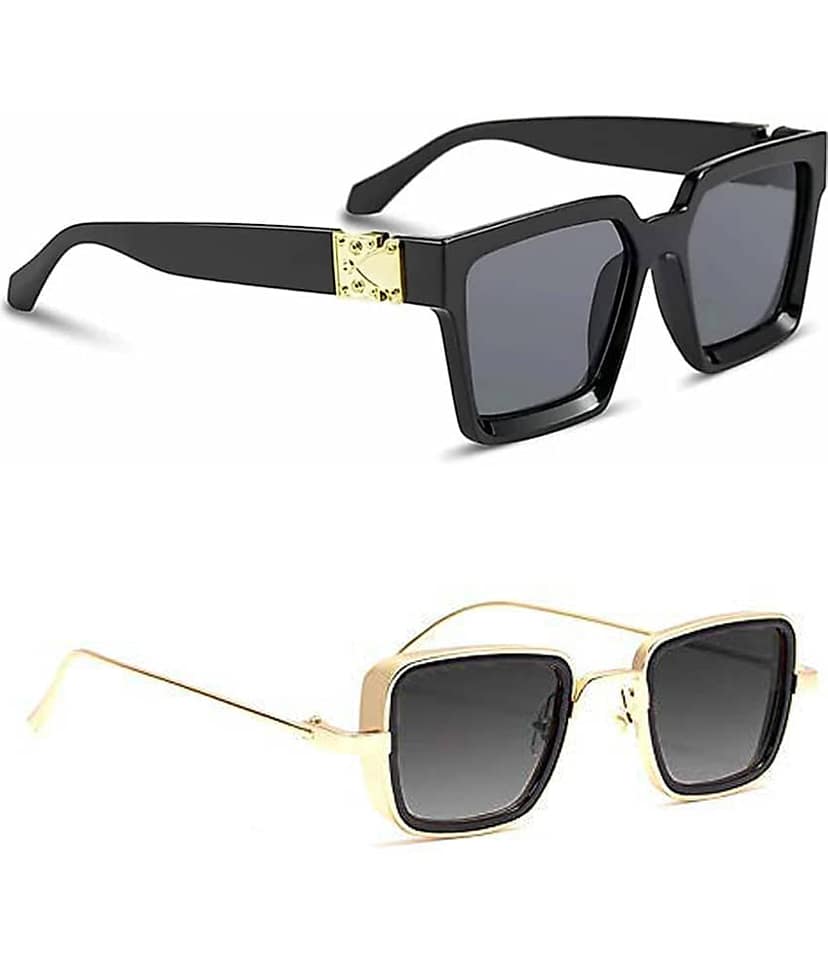 Kanny Devis - Black Rectangular Sunglasses ( Pack of 2 ) view 2
