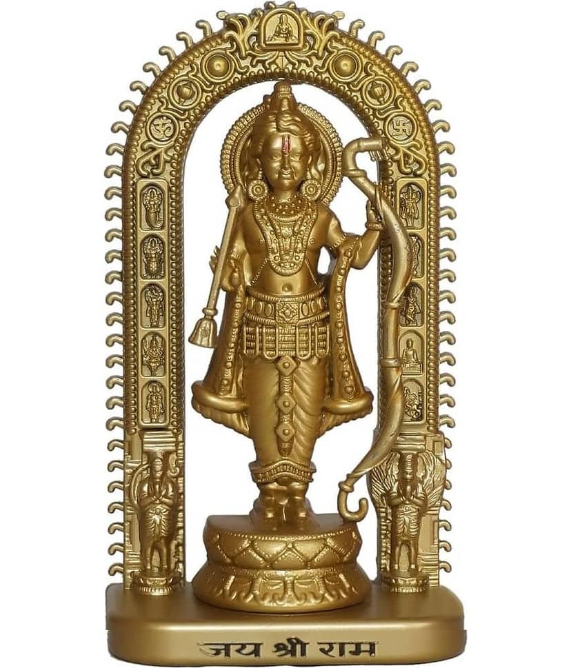 AFTERSTITCH Shree Ram lala idol golden for temple home office decor lord God Figurines 16.5 cm (Pack of 1)