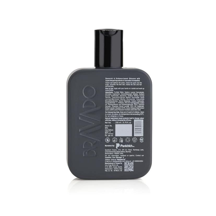 BRAVADO All Rounder Head to Toe Body Wash | 3-in-1 Gentle Formula for Hair, Body & Face | Deep Cleansing & Hydrating with Black Oat & Lecithin | Exfoliating Body Wash, Shower Gel, Foamy Lather | 200ml view 2