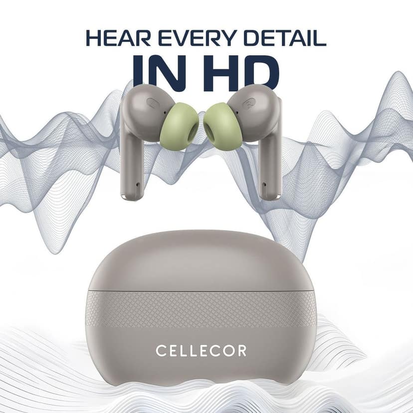 Cellecor BroPods C105 Tune TWS |45H Playtime, ENC, 5.3v, IPX5, 50ms Low Latency Gaming Bluetooth-Grey Olive view 5
