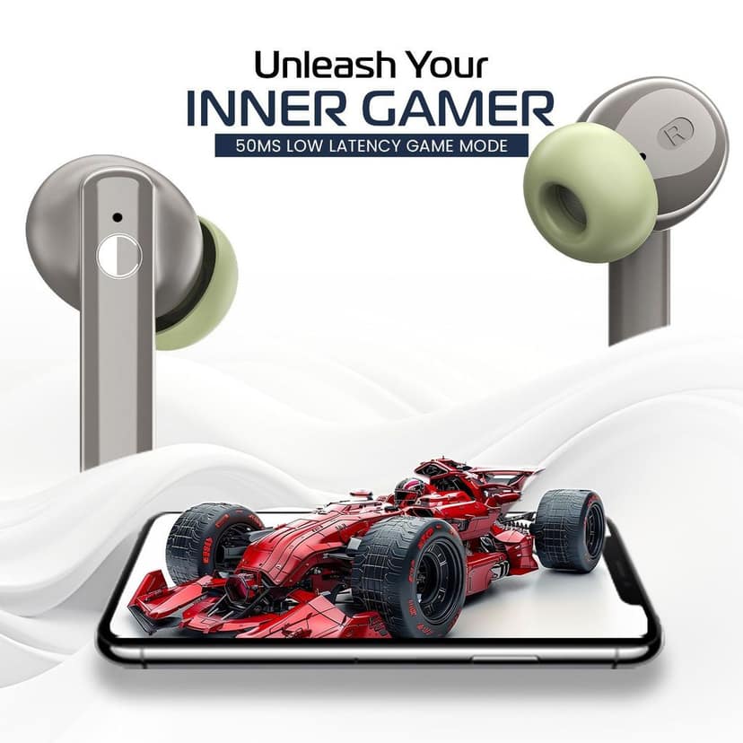 Cellecor BroPods C105 Tune TWS |45H Playtime, ENC, 5.3v, IPX5, 50ms Low Latency Gaming Bluetooth-Grey Olive view 7