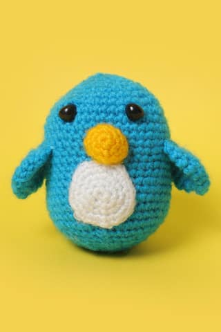 The Original Knit Beginner's Crochet Kit- Penguin - Blue White & Yellow