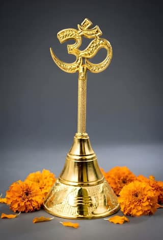 Heavy Duty Pooja Mandir Bell, Om Ghanti (Height 2.5 Inch, Breadth 2 Inch) (Original)