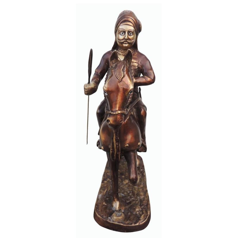 Brass Showpiece Maharana Pratap Statue With Antique Finish (BSMAS925 A) view 2