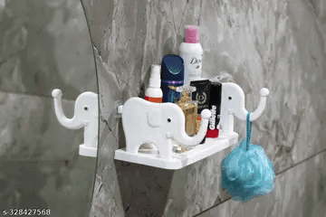 Bathroom Wall Organizer with Hooks