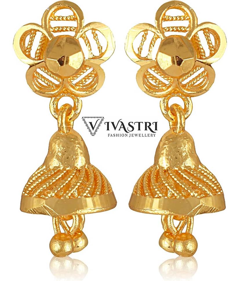 VIVASTRI Golden Jhumki Earrings ( Pack of 1 ) view 2