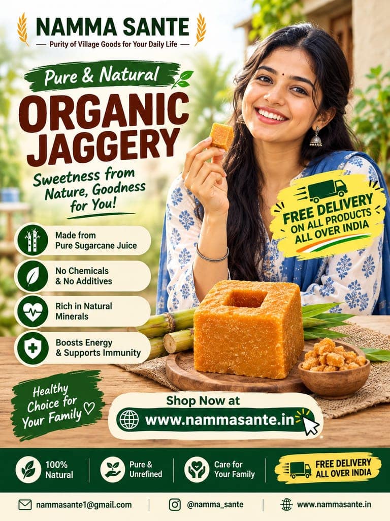 Organic Jaggery, Gur, Bella, Sharkara, Chakkarai view 2