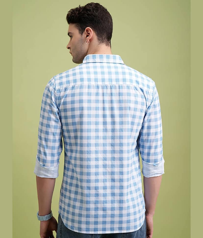 Highlander 100% Cotton Slim Fit Checks Full Sleeves Men's Casual Shirt - Multicolor ( Pack of 1 ) view 3