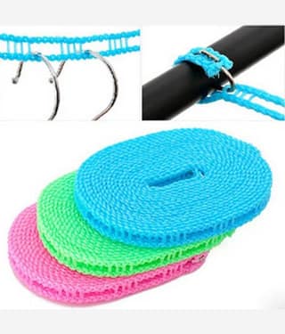 Outdoor Windproof 3m/5m Adjustable Strength Nylon Durable Anti Slip Drying Clothes Hangers Rope Clothesline Washing Line Laundry (Length 3m)