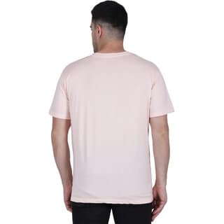Life Dream Mens Peach Solid Cotton Blend Round Neck T-Shirt view 2