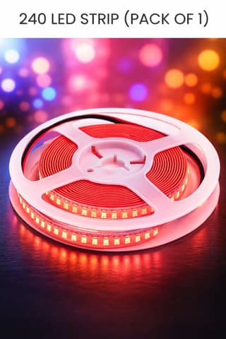 SPARKWORLD 5 Meter Red LED Flexible Strip Cove Light | 240 LEDs/M | Self-Adhesive Decorative Profile Light with SMPS Pack of 1