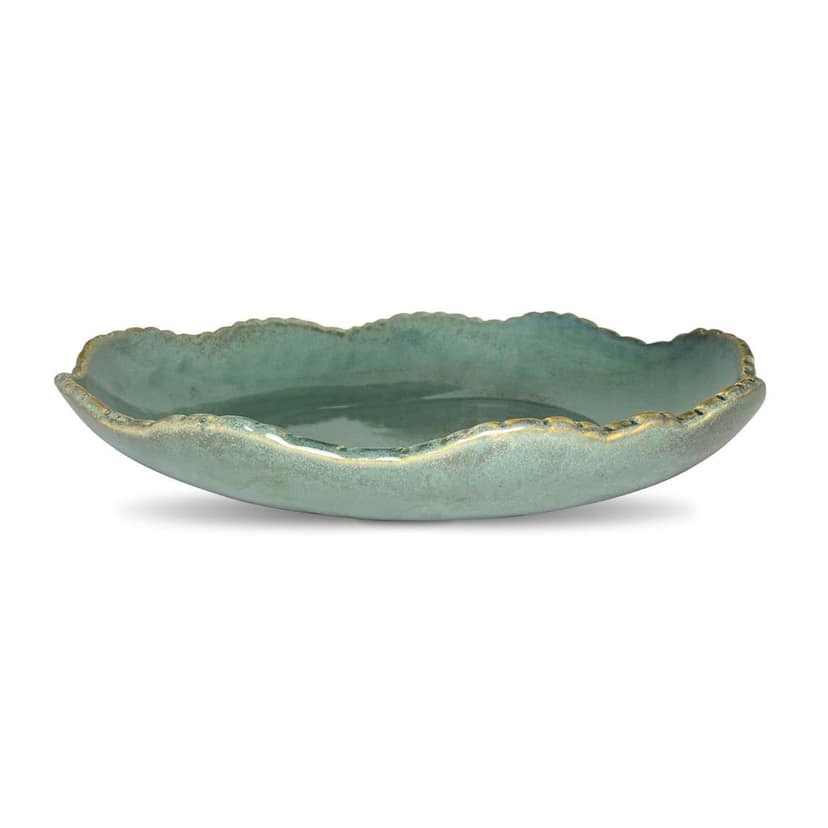 Ceramic Dining Studio Collection Uneven Emerald Glazed Ceramic Serving Platter view 2