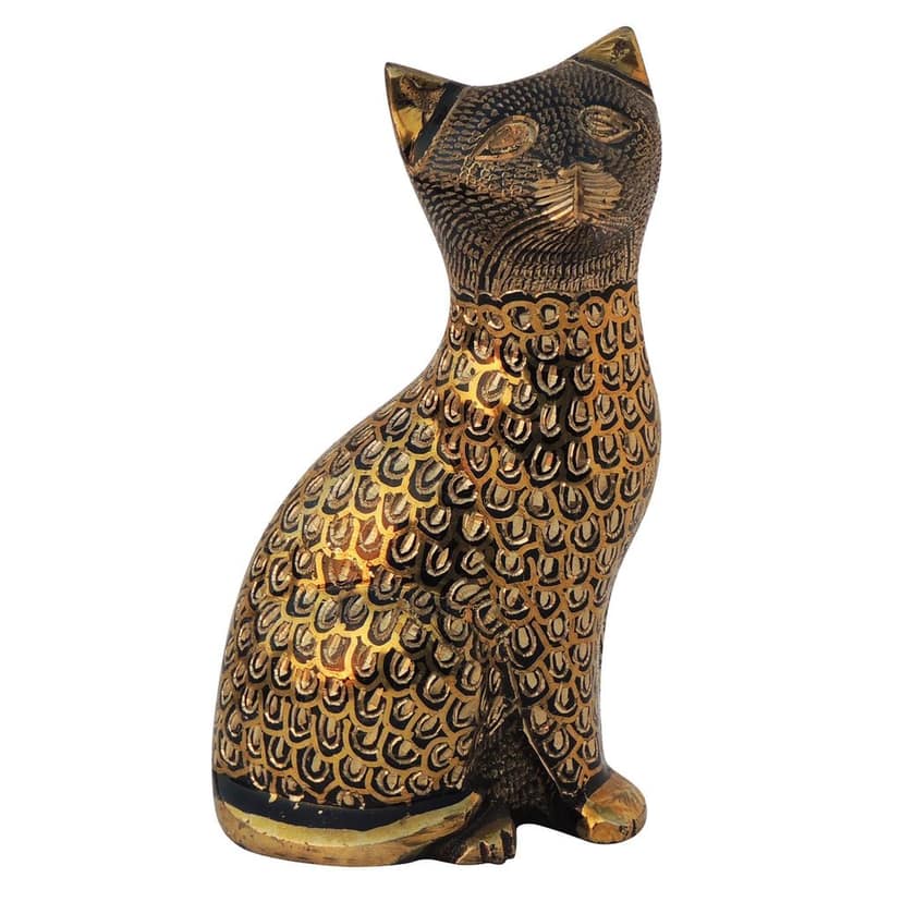 Brass Table Decor Showpiece Cat Statue (ANMAS045 A) view 2