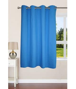 N2C Home Solid Semi-Transparent Eyelet Curtain 5 ft ( Pack of 1 ) - Teal