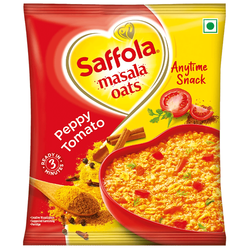 Saffola Masala Oats - Peppy Tomato, Fibre Rich, Healthy Snack, 38 G