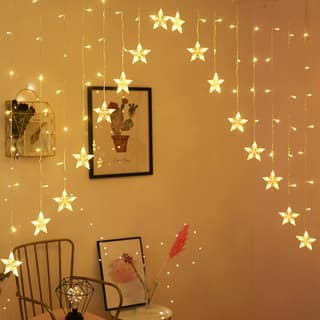 GLOWSERIE Hanging Star LED Curtain Lights for Home, Room & Party Decoration