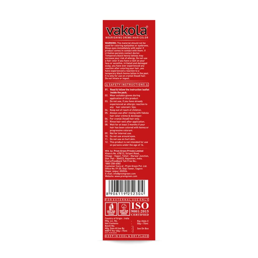 Vakola Permanent Hair Color - Flame Red, 100ml | 100% Grey Coverage | With Almond Oil & Aloe Vera | Smooth & Long-Lasting Shine view 4