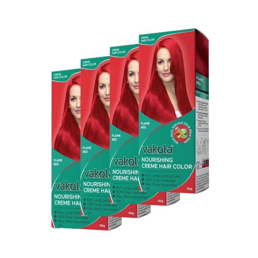 Vakola Permanent Hair Color - Flame Red, 100ml | 100% Grey Coverage | With Almond Oil & Aloe Vera | Smooth & Long-Lasting Shine view 5