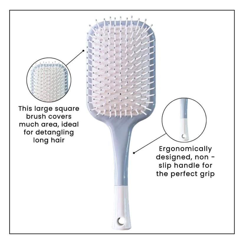 Hair Brush with Strong & Flexible Nylon Bristles having Anti-static Ball Tips, For Grooming, Straightening in blue Colour view 3
