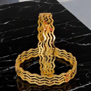 18k One Gram Gold Plated Traditional Designer Pack of 2 Bangle Set For Women