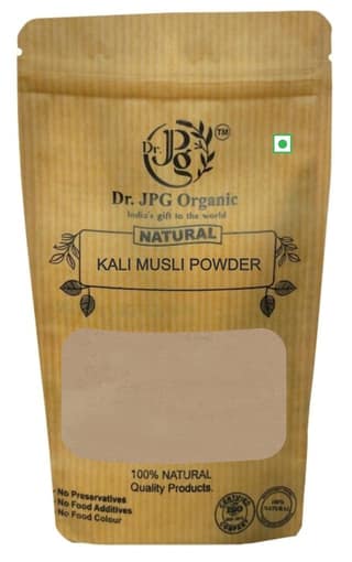 Dr. JPG Organic Herbals Natural Kali Musli Powder, Black Musli Powder-100g | Chlorophytum Borivilianum | Nelatadi | ISO & GMP Certiffied. (Pack Of 1)