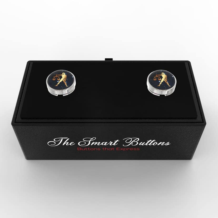 The Smart Buttons - Shirt Button Cover Cufflinks for Men - Libra Design Pattern view 3