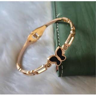 Rose Gold Plated Heart Kada Bracelet Korean Design Zircon Studded Bangle for Women Girls Party Daily Wear