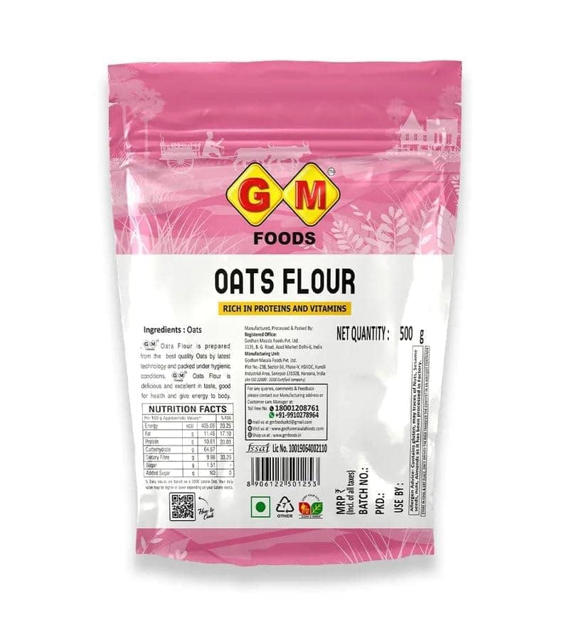 GM Foods Oats Flour 200g (Pack of 3) | Rich in Protein & Vitamins | High-Fiber | No Additives or Preservatives | Healthy Atta for Roti, Pancakes, Baking & Everyday Cooking view 2