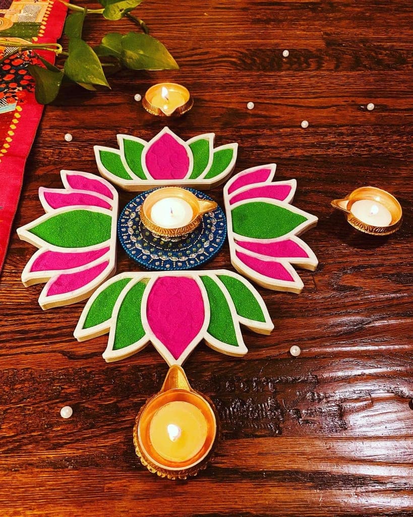The Brown Box 3 D Rangoli Making kit,Rangoli Stencils,Rangoli Stickers,Rangoli mat,Floating Rangoli,Pooja Decoration Items,Pongal Decoration view 6