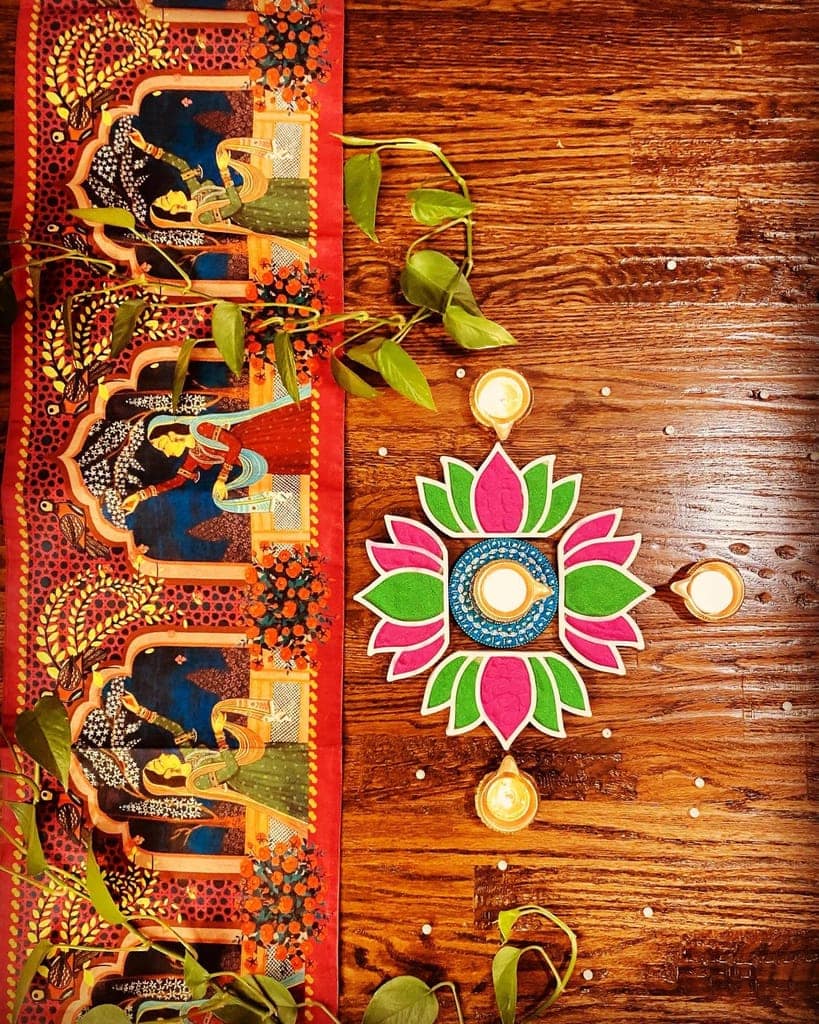 The Brown Box 3 D Rangoli Making kit,Rangoli Stencils,Rangoli Stickers,Rangoli mat,Floating Rangoli,Pooja Decoration Items,Pongal Decoration view 7