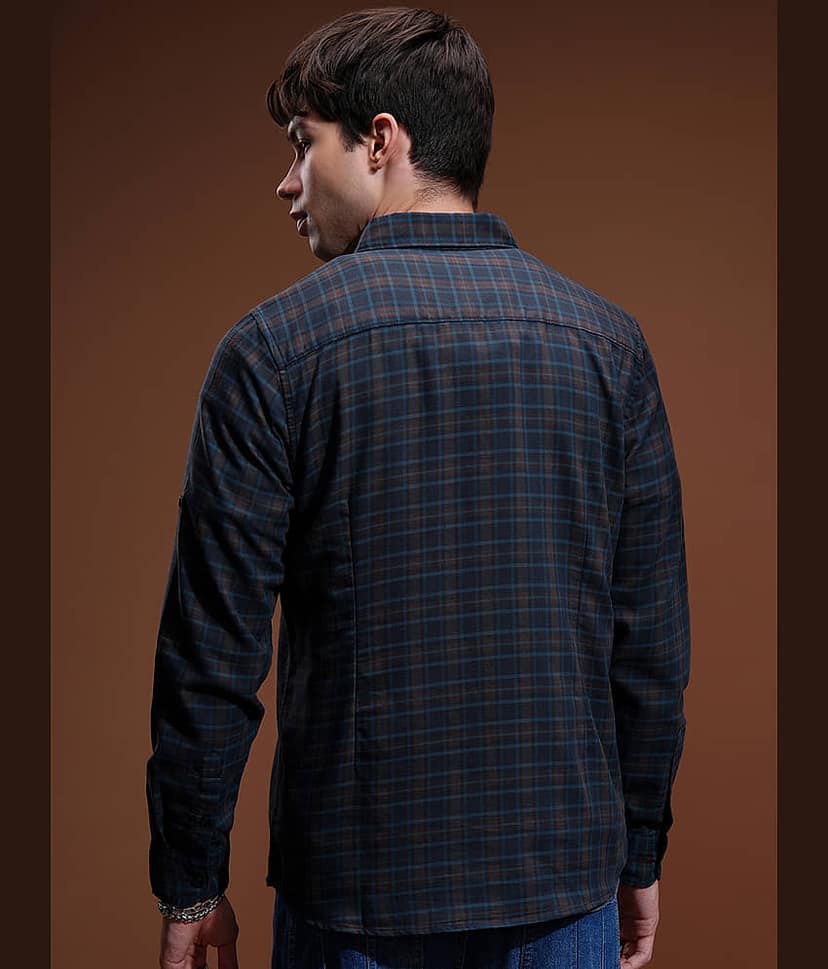 Highlander 100% Cotton Slim Fit Checks Full Sleeves Men's Casual Shirt - Multicolor ( Pack of 1 ) view 3