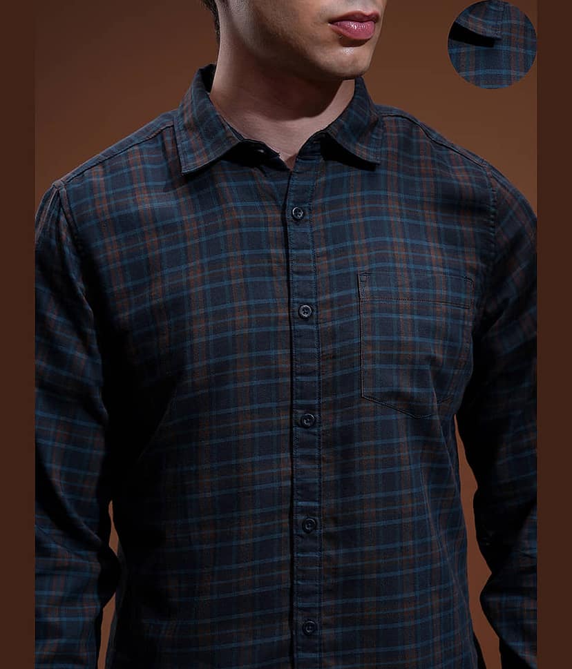 Highlander 100% Cotton Slim Fit Checks Full Sleeves Men's Casual Shirt - Multicolor ( Pack of 1 ) view 5