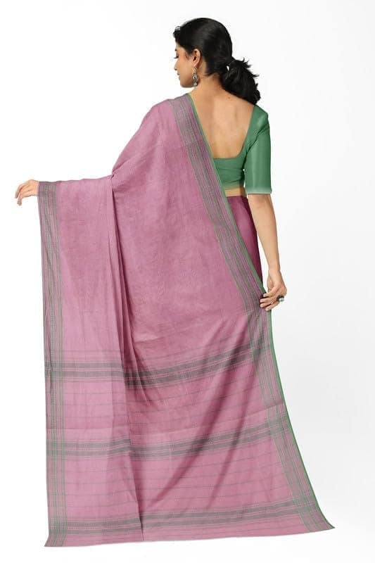 APCO Handloom (A Andhra Pradesh Govt Emporium)- Women's Traditional Pure Handloom Bandar/Polavaram Pink Cotton Saree | PBS0042 view 3