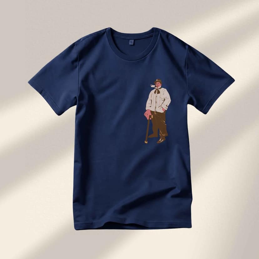 Trishoolin "Retro Gentleman" Anime Theme Graphic T-Shirt | Design 40012MB view 2