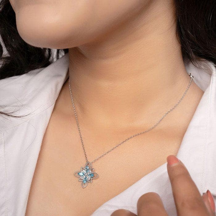 Silver Aqua Blue Necklace view 2