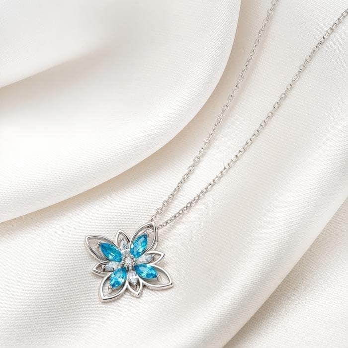 Silver Aqua Blue Necklace view 3