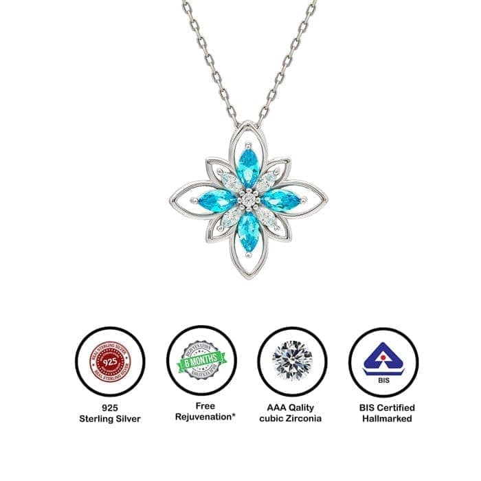 Silver Aqua Blue Necklace view 6