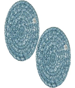 LADLI JEE Polyester Abstract Round Table Mats 20 cm 20 cm Pack of 2 - Blue
