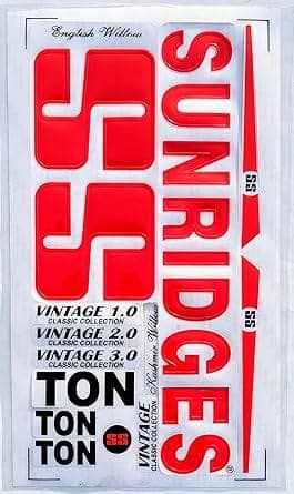 TEKNAXO | 3D Vintage Edition | English Willow | Embossed Cricket Bat Sticker Red