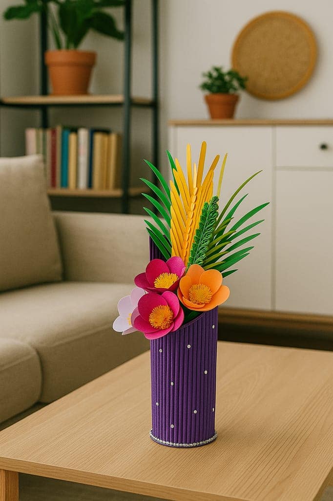 Handmade Paper Flower Vase Decoration view 2